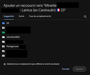 raccourci chemin google drive